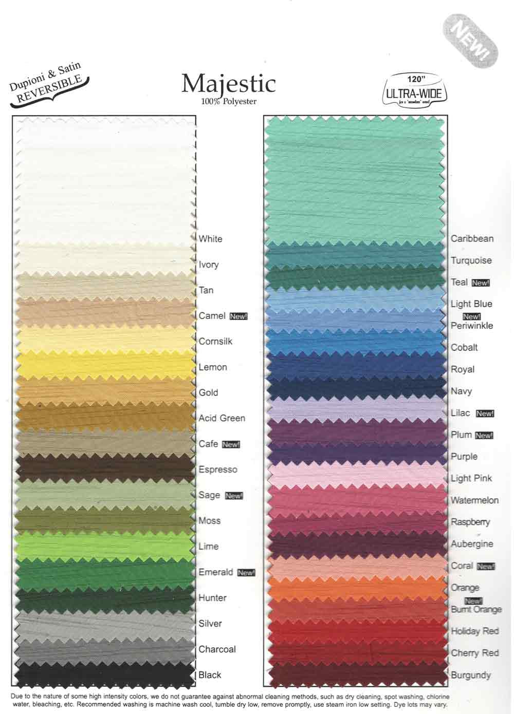 Premier Majestic 8"x110" Chair sashes in 39 matching colors