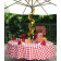 108 Round Checkered Table Linen with Umbrella Hole