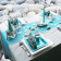 72 x 72 premier polyester tablecloths for wedding head table aqua runner