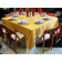 54 x 54 Premier Square Tablecloth Arrangement Goldenrod Overlay