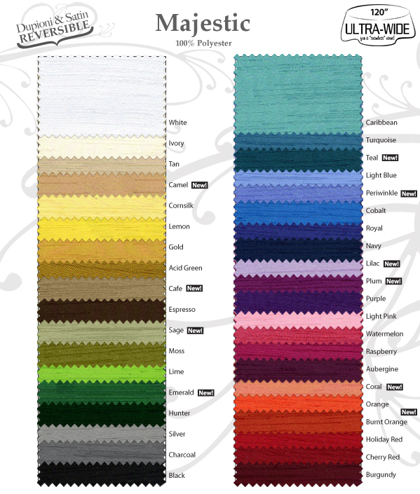 Linen rental Majestic Swatch card